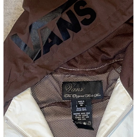 VTG Vans The Original Skate Shoe Jacket M 90s Cream & Brown Mesh Lined Hooded - Picture 10 of 16